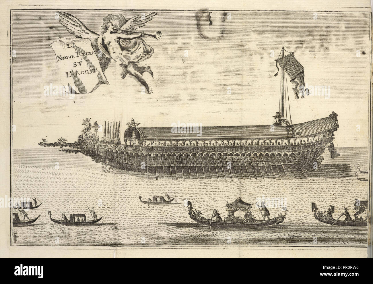 La nuova regia su L'acque, la nuova regia sull'acque nel Bucintoro: nuovamente eretto all'annua solenne funzione del giorno Foto Stock