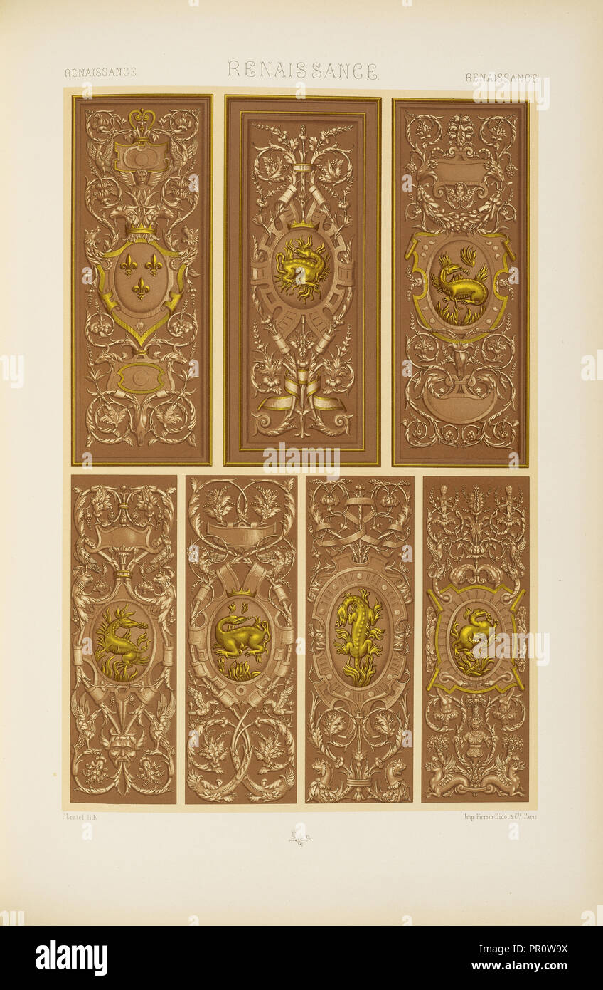 Renaissance L'ornement polychrome, Firmin-Didot, ditta, Lestel, P, Racinet, A., Auguste, 1825-1893, Chromolithograph Foto Stock