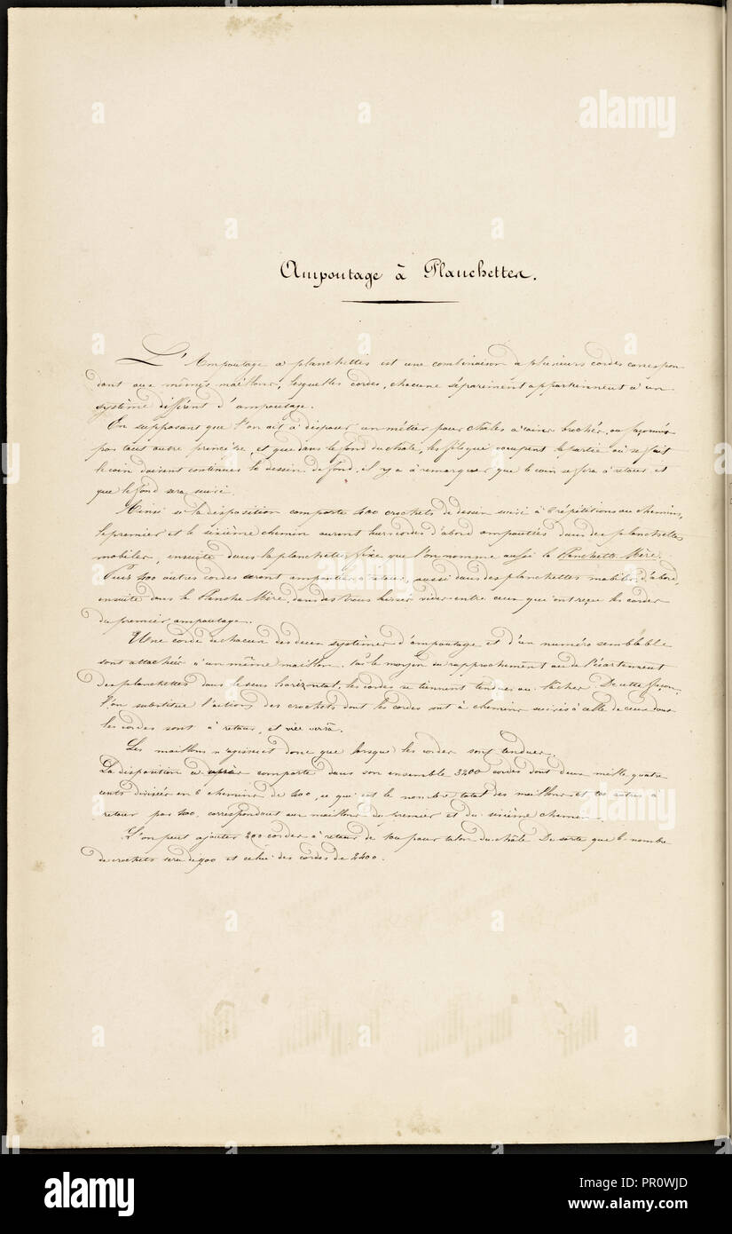 Tessile francese manoscritto, ca. 1820, questo manoscritto, un manuale di istruzioni per una scuola associata con una manifattura Foto Stock