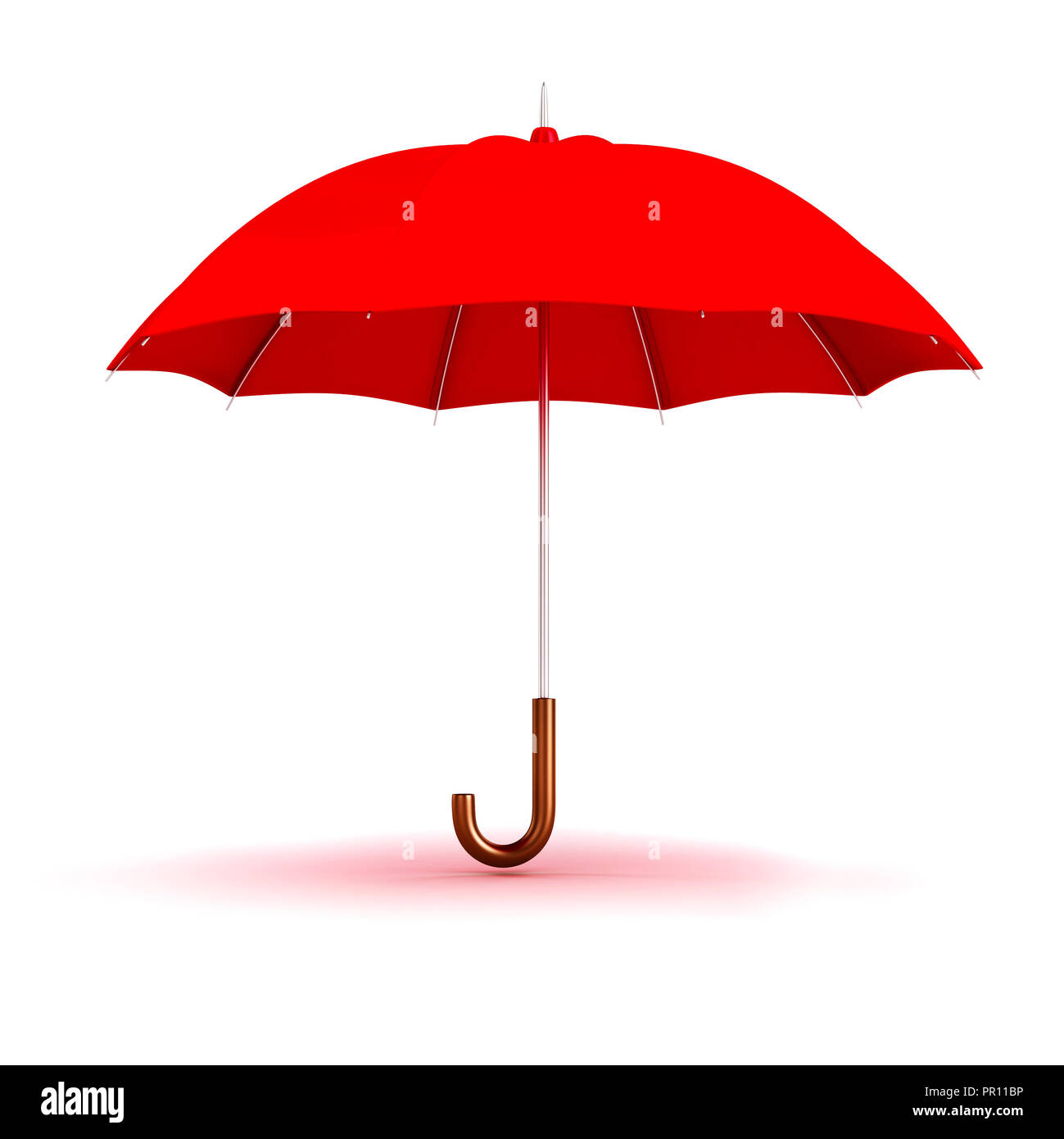 3d ombrello rosso su sfondo bianco Foto Stock