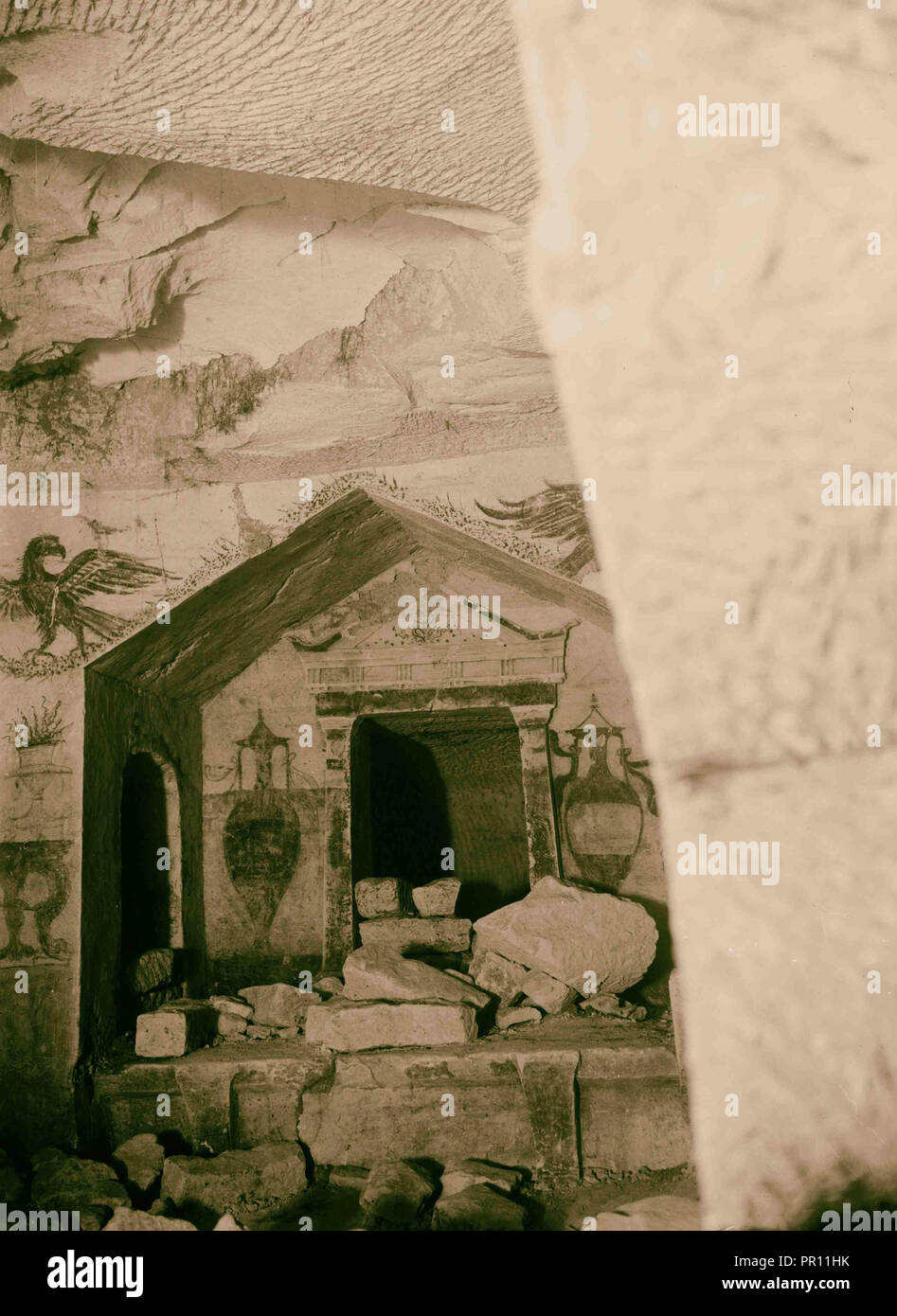 Famose tombe a Beit Jibrin mostra di dipinti murali. 1898, Israele, Bet Guvrin Foto Stock