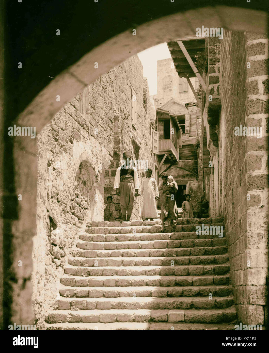 Jaffa (Giaffa) e dintorni. Street in casa di Simone il conciatore. 1900, Israele, Tel Aviv Foto Stock