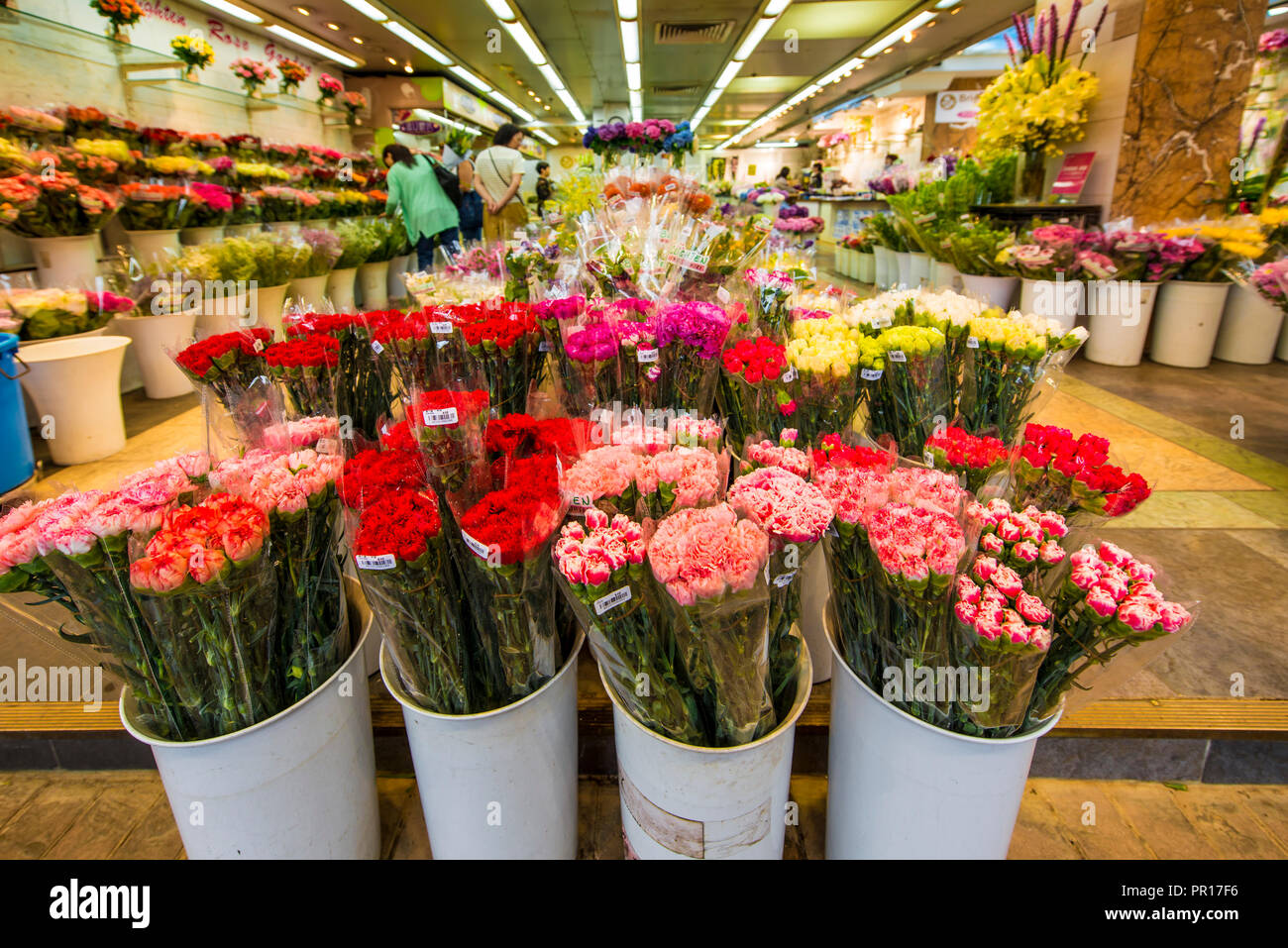 Il mercato dei fiori sul mercato dei fiori Road, Mongkok, Kowloon, Hong Kong, Cina, Asia Foto Stock