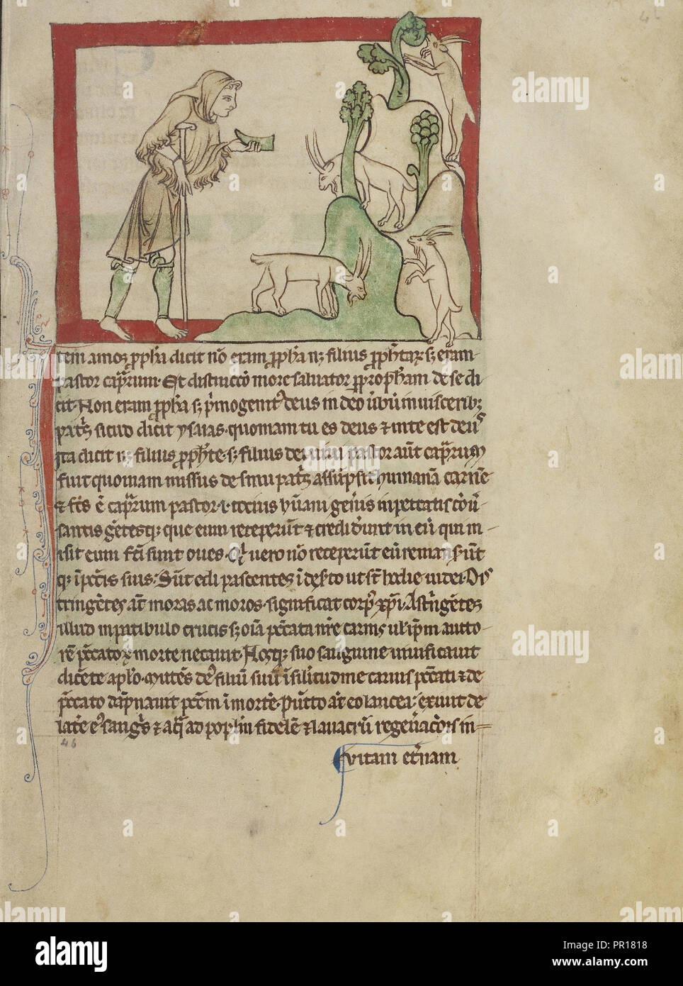 Il profeta Amos; Inghilterra; circa 1250 - 1260; Pen-e-disegni a inchiostro colorato con colore del corpo e lavaggi traslucido su pergamena Foto Stock