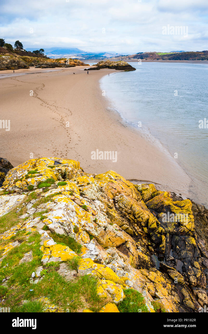 Borth Y Gest Beach, Parco Nazionale di Snowdonia, Gwynedd, il Galles del Nord, Wales, Regno Unito, Europa Foto Stock