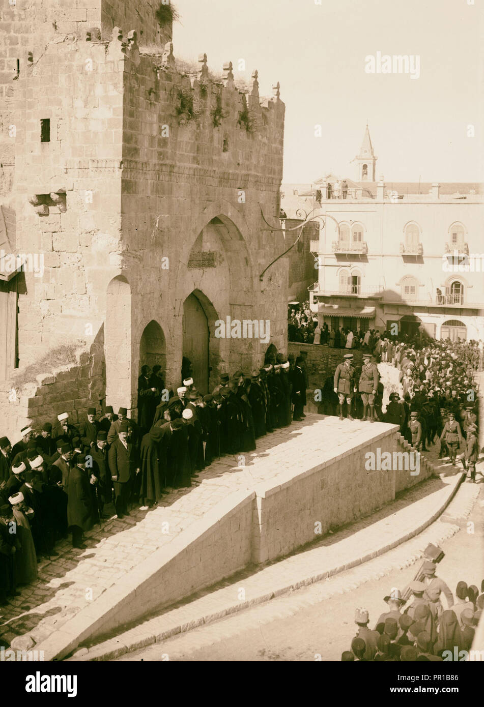 Entrata del maresciallo di campo Allenby, Gerusalemme, Dicembre 11th, 1917 Maresciallo di Campo Allenby e Borton Pasha a Cittadella. 1917 Foto Stock