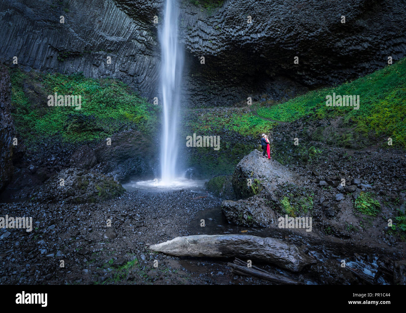 Latourell Falls è una cascata lungo il Columbia River Gorge negli Stati Uniti stato dell'Oregon.Latourell è unica tra la Columbia Gorge cascate. Foto Stock