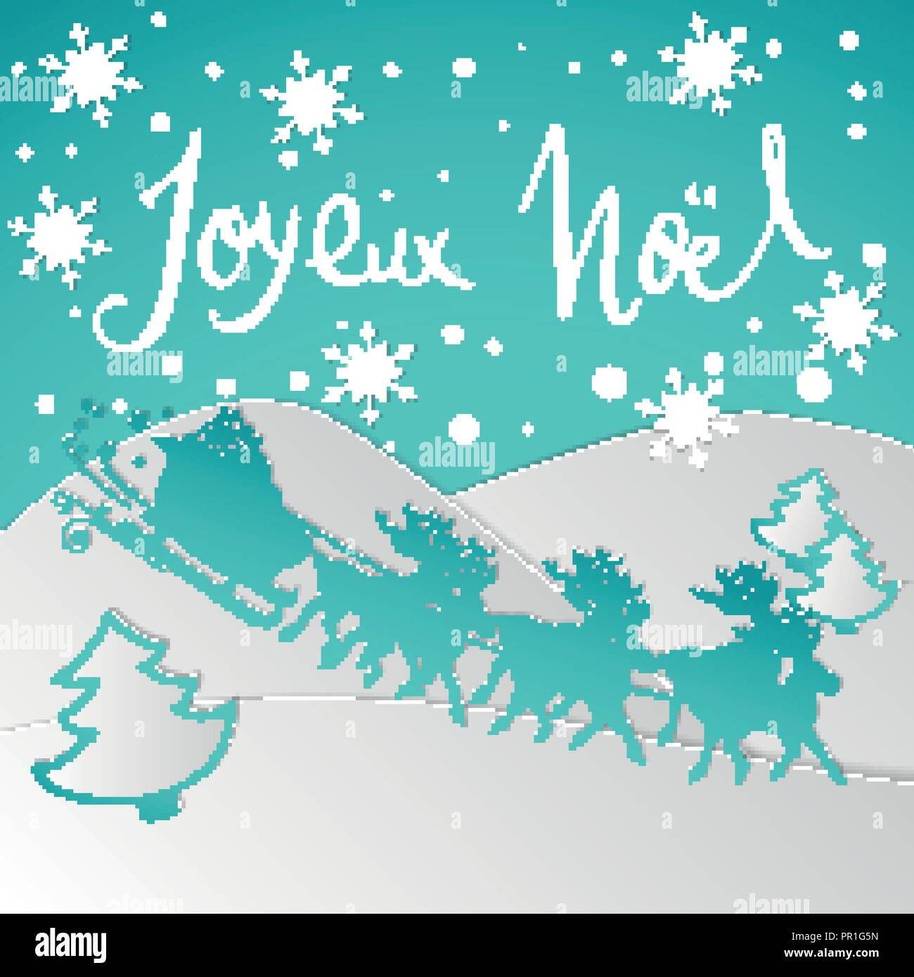 Buon Natale Francia.Il Francese Buon Natale Carta In Stile Origami Scheda Vettore Completo Immagine E Vettoriale Alamy