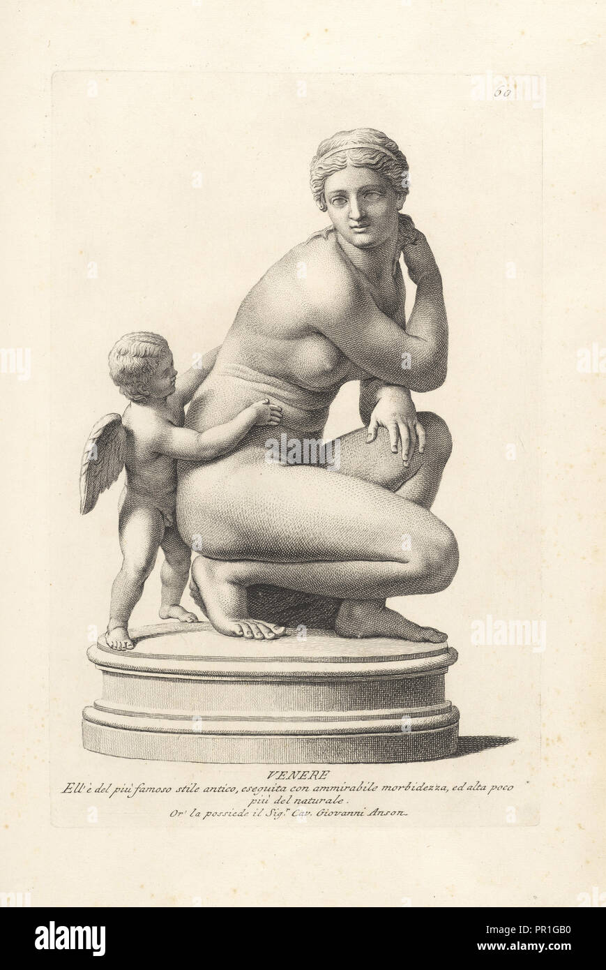 Venere, Raccolta d'antiche statve: bvsti bassirilievi ed altre scvltvre, Cavaceppi, Bartolomeo, 1717-1799, incisione, 1768-1772 Foto Stock