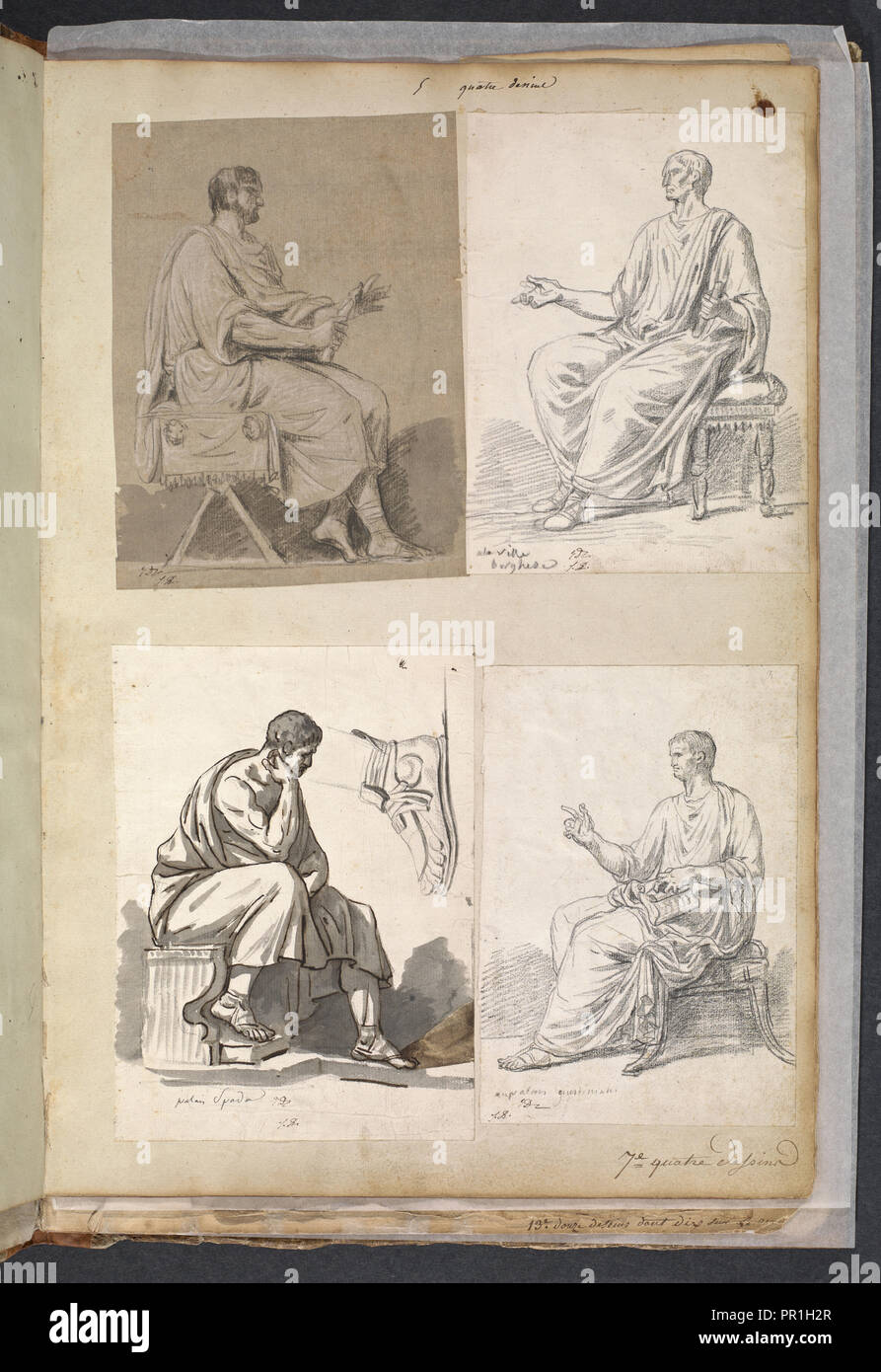 Album 11, David Jacques-Louis, 1748-1825, matita, carboncino, inchiostro e lavaggio, 1775-1785 Foto Stock