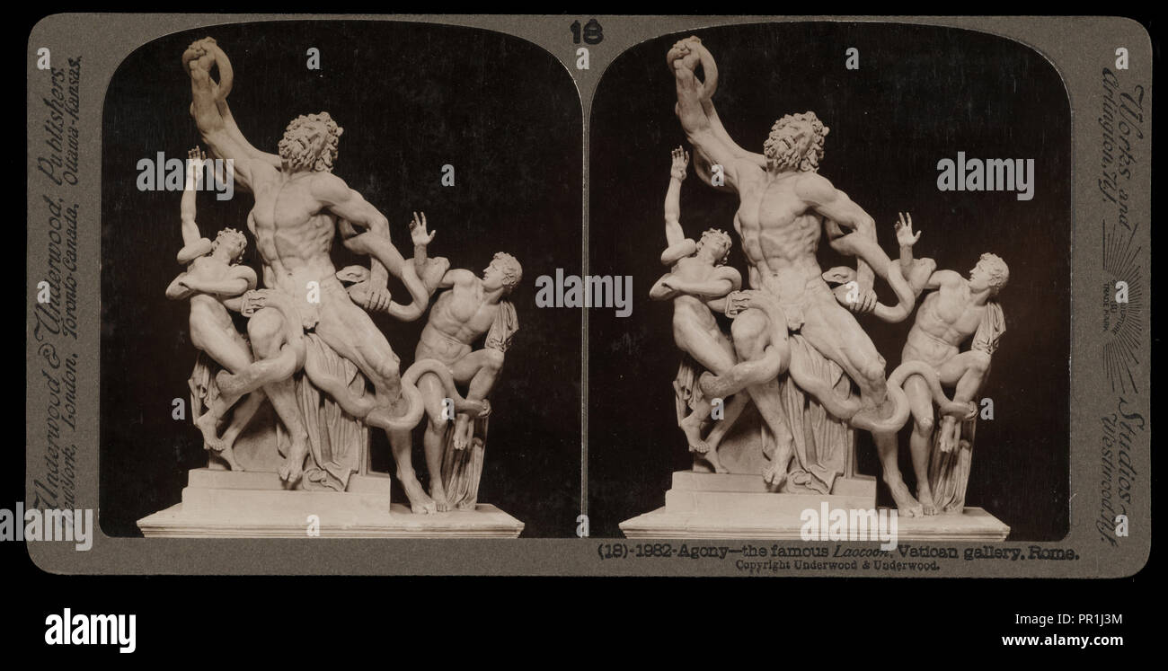 Agonia, il famoso Lacoon, Pinacoteca Vaticana, Roma, viste stereografica di Italia, Underwood e Underwood, Underwood, Bert, 1862 Foto Stock