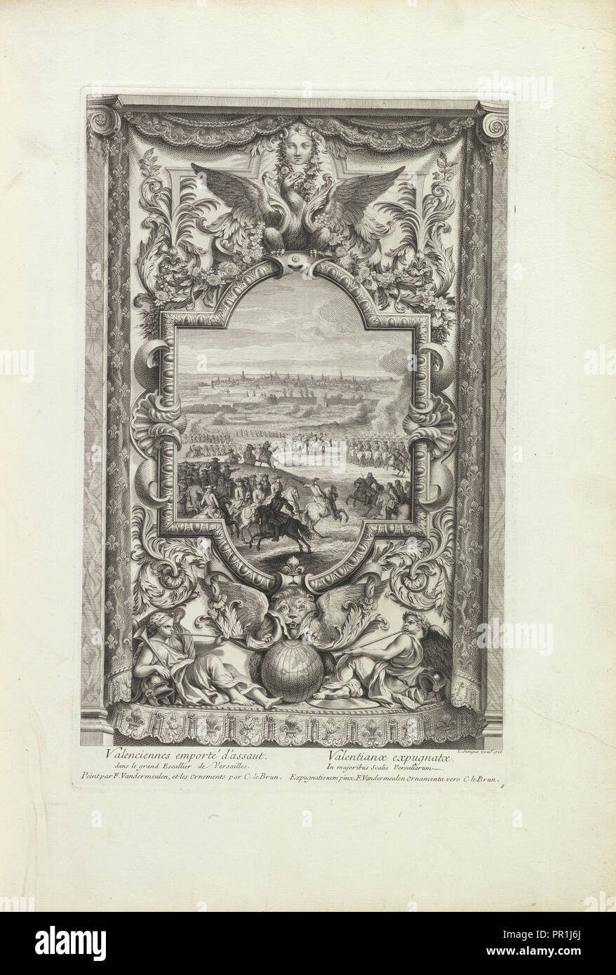 Valenciennes emporté d'Assaut, Grand escalier du Château de Versailles dit Escalier des Ambassadeurs, Le Brun, Charles, 1619 Foto Stock