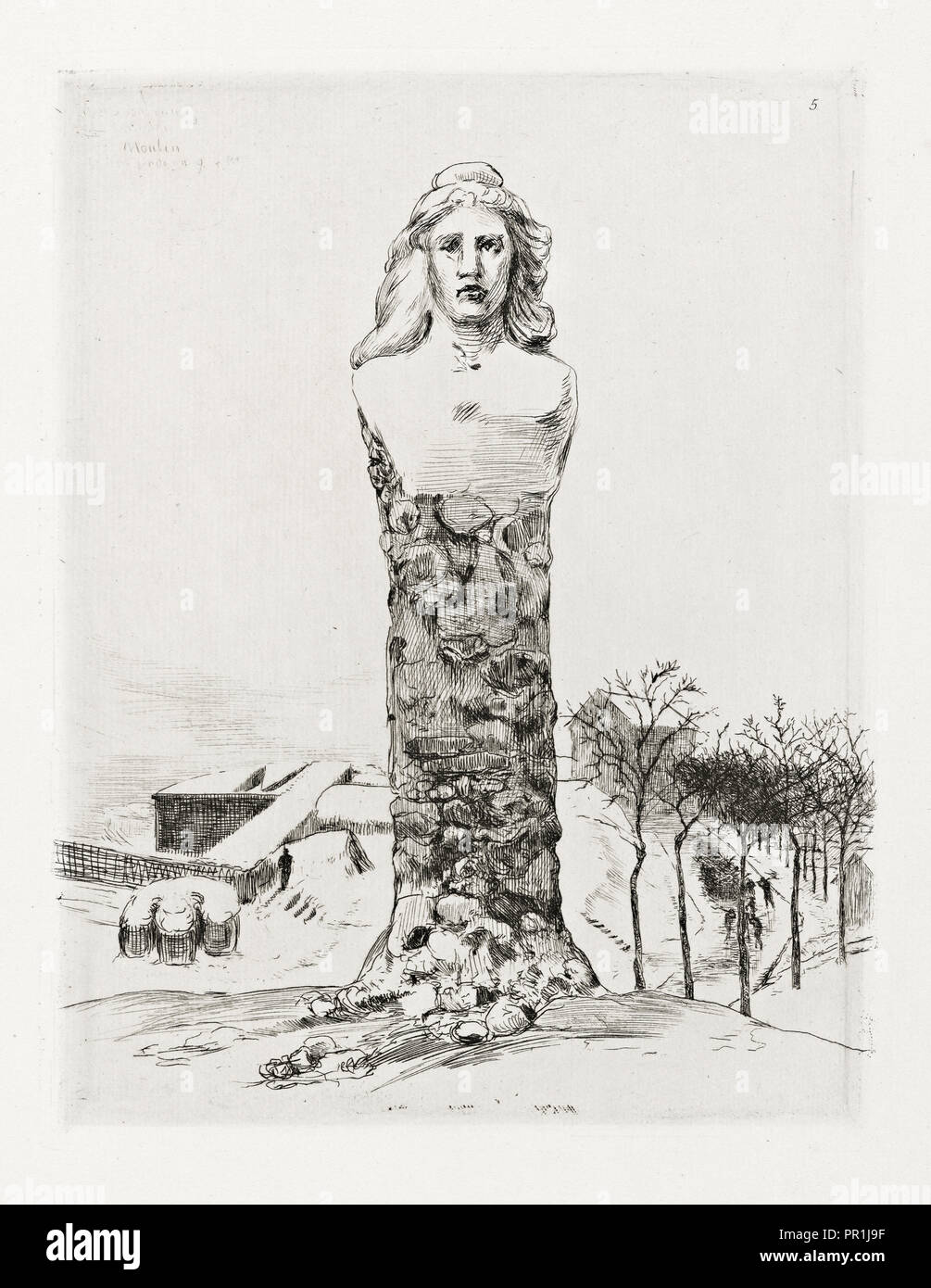 Siège de Paris en 1870: cinq eaux-fortes, Bracquemond, Félix, 1833-1914, 1874 Foto Stock