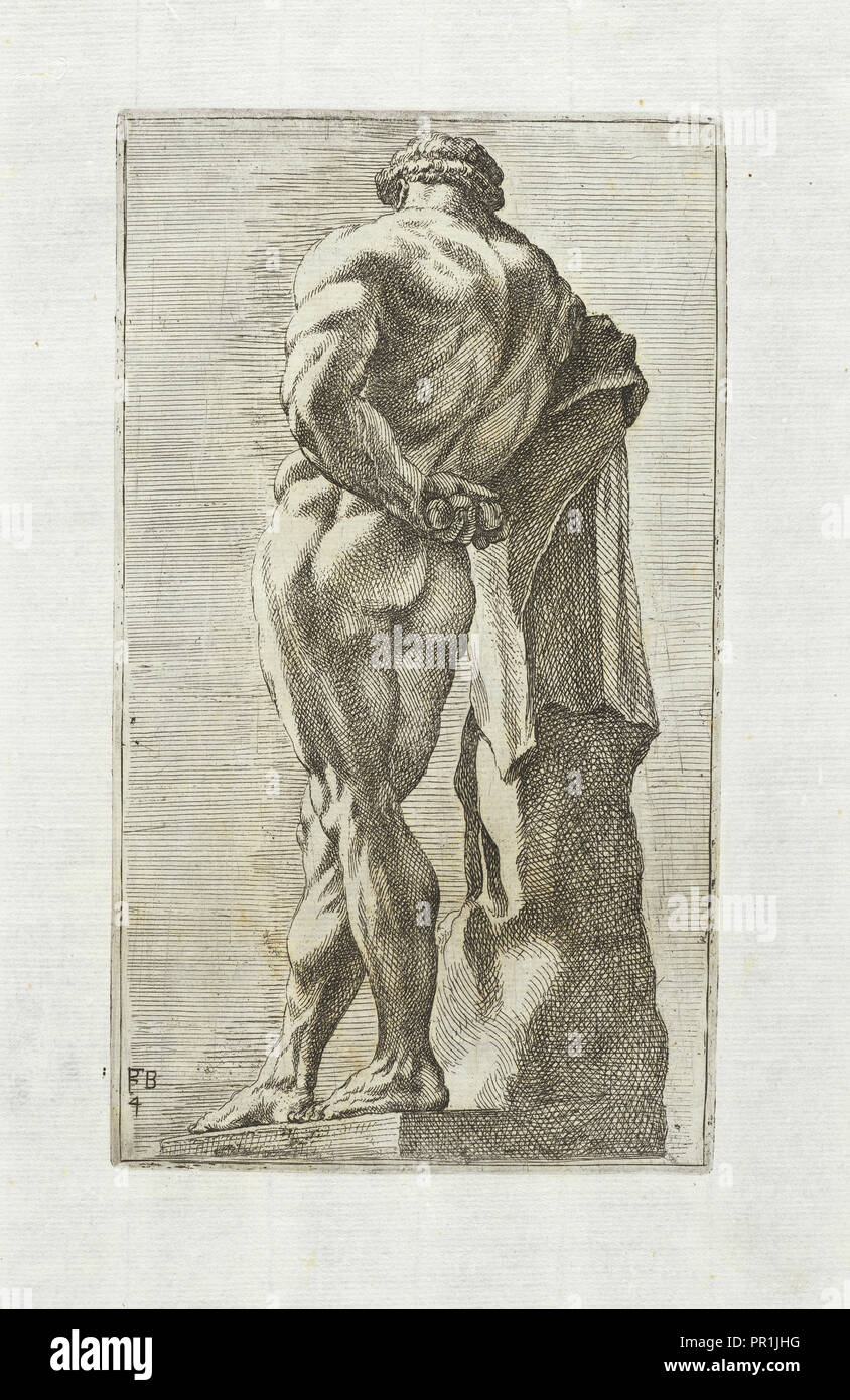 Hercules un labore quiescens, segmenta nobilium signorum e statuarū, Perrier, François, 1590?-1656?, incisione, 1638, 3/4 POSTERIORE Foto Stock