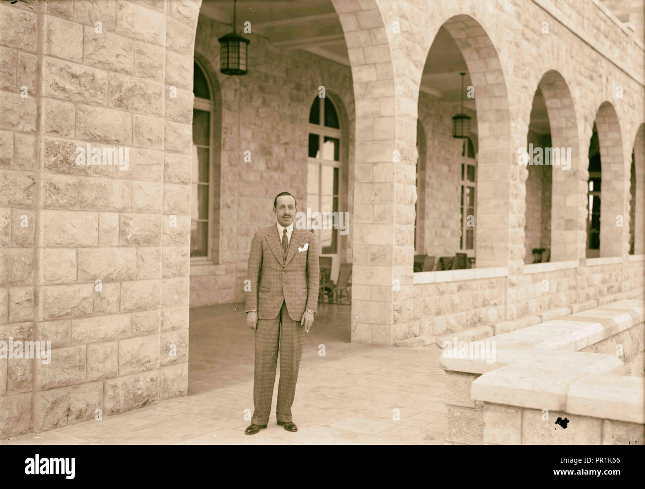 Ex Re Alfonso XIII di Spagna. Al King David Hotel, Gerusalemme, 3 marzo, 1932. 1932, Gerusalemme, Israele Foto Stock