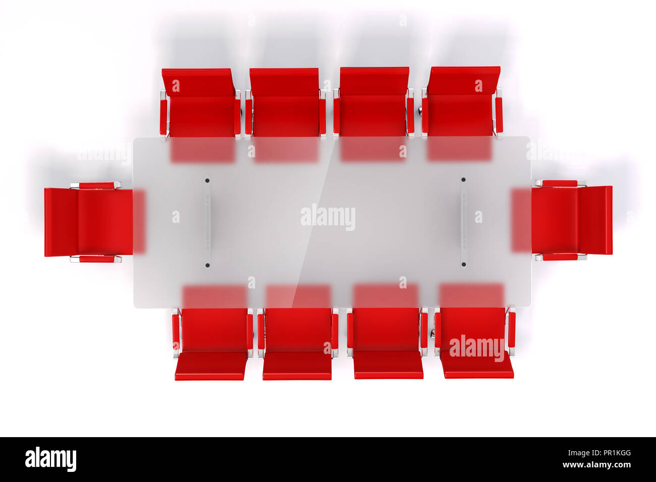 3d tavolo e sedie su sfondo bianco Foto Stock