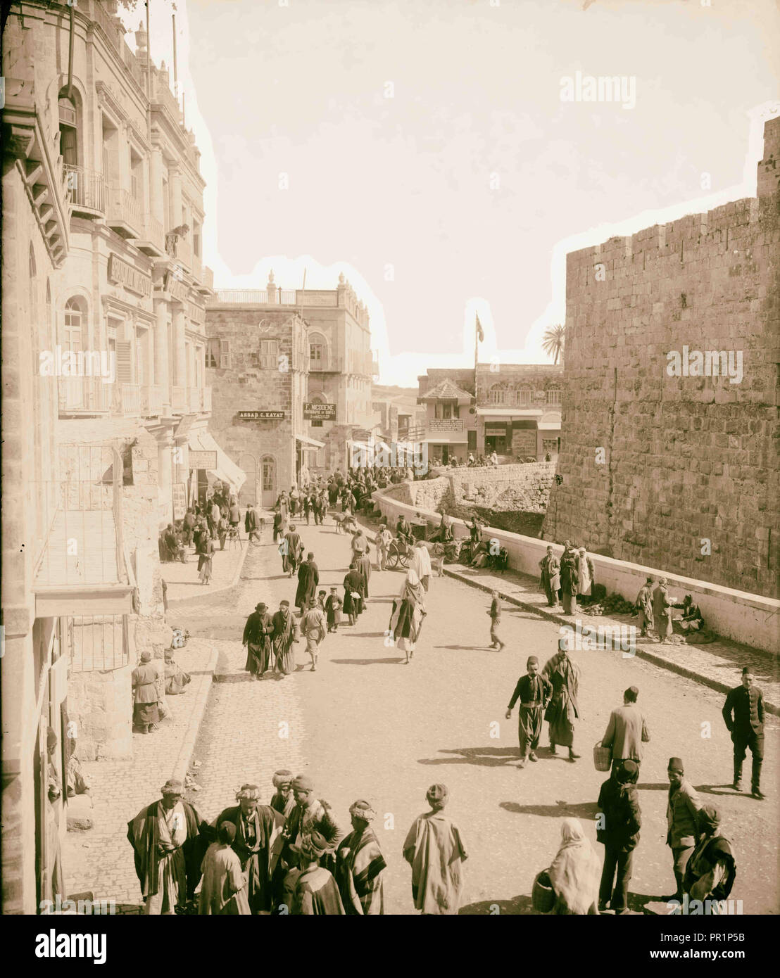 Gerusalemme El-Kouds David Street, la principale arteria della città vecchia colonia americana 1898, Israele Foto Stock