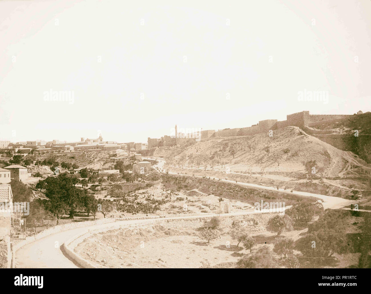 Prima visione di Gerusalemme da sud la strada proveniente da Hebron American Colony, Gerusalemme. 1898, Gerusalemme, Israele Foto Stock