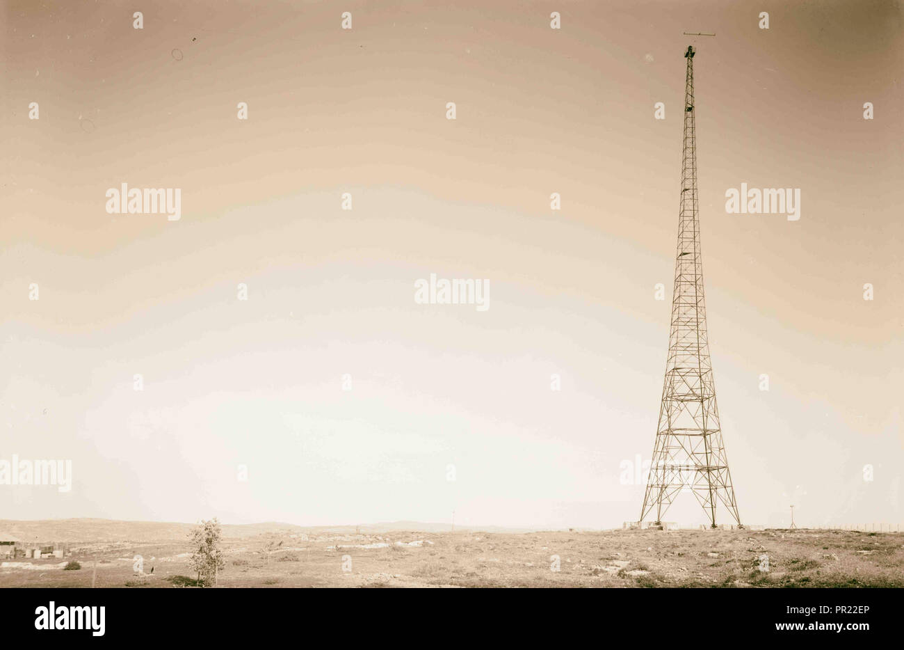 Antenne radio, Ramallah singolo montante radio completo. 1934, West Bank, Rām Allāh Foto Stock