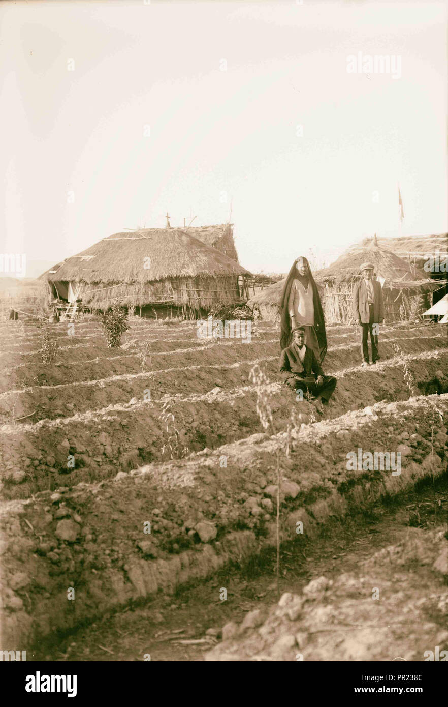 Etiope reed abissino chiesa & insediamento presso il Giordano. 1940 Foto Stock