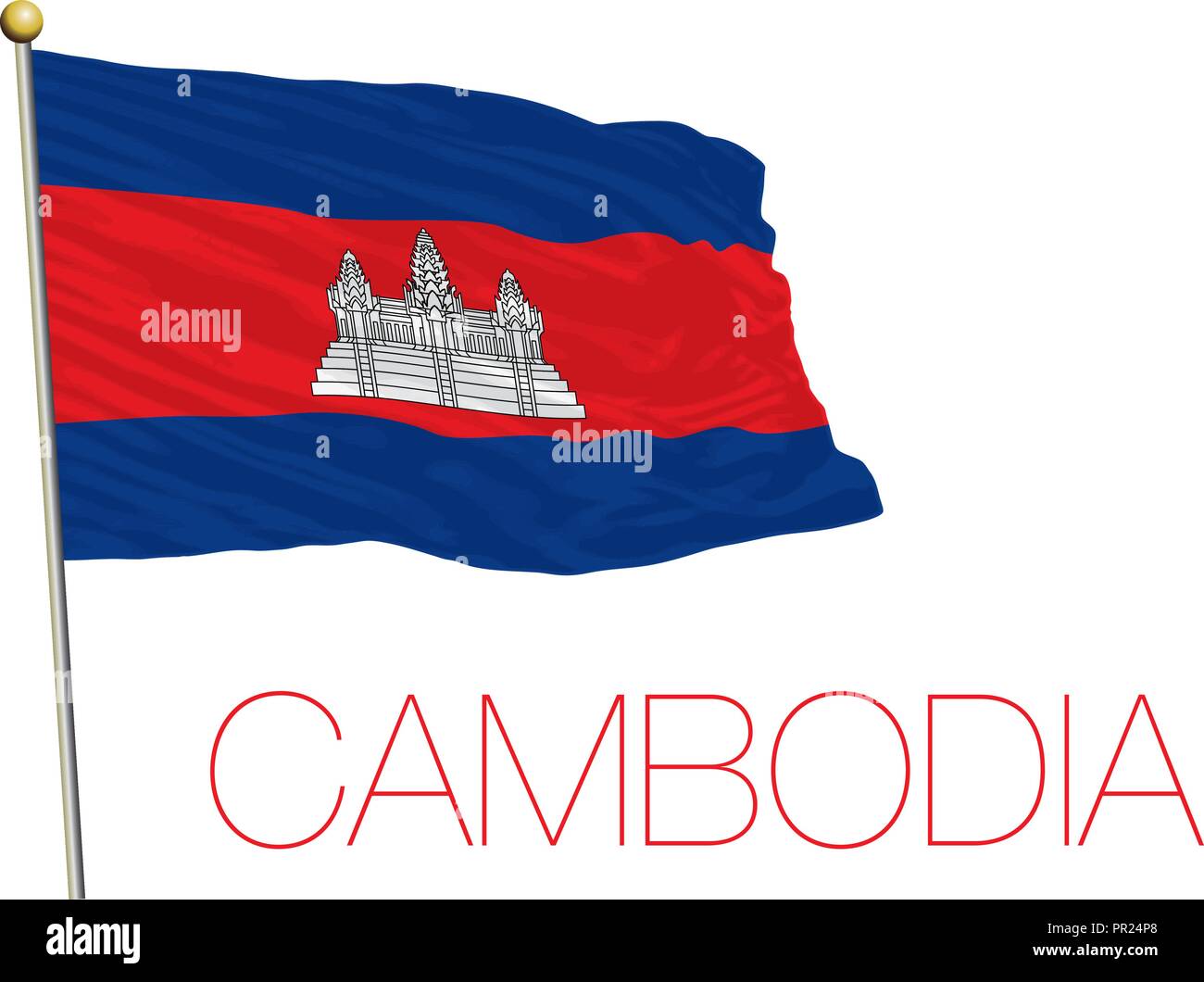 Cambogia storica bandiera, illustrazione vettoriale, paese asiatico Illustrazione Vettoriale