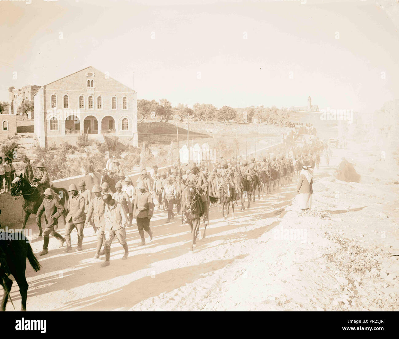 Tedesco e dei prigionieri turchi entrando in Gerusalemme 1917, Gerusalemme, Israele Foto Stock