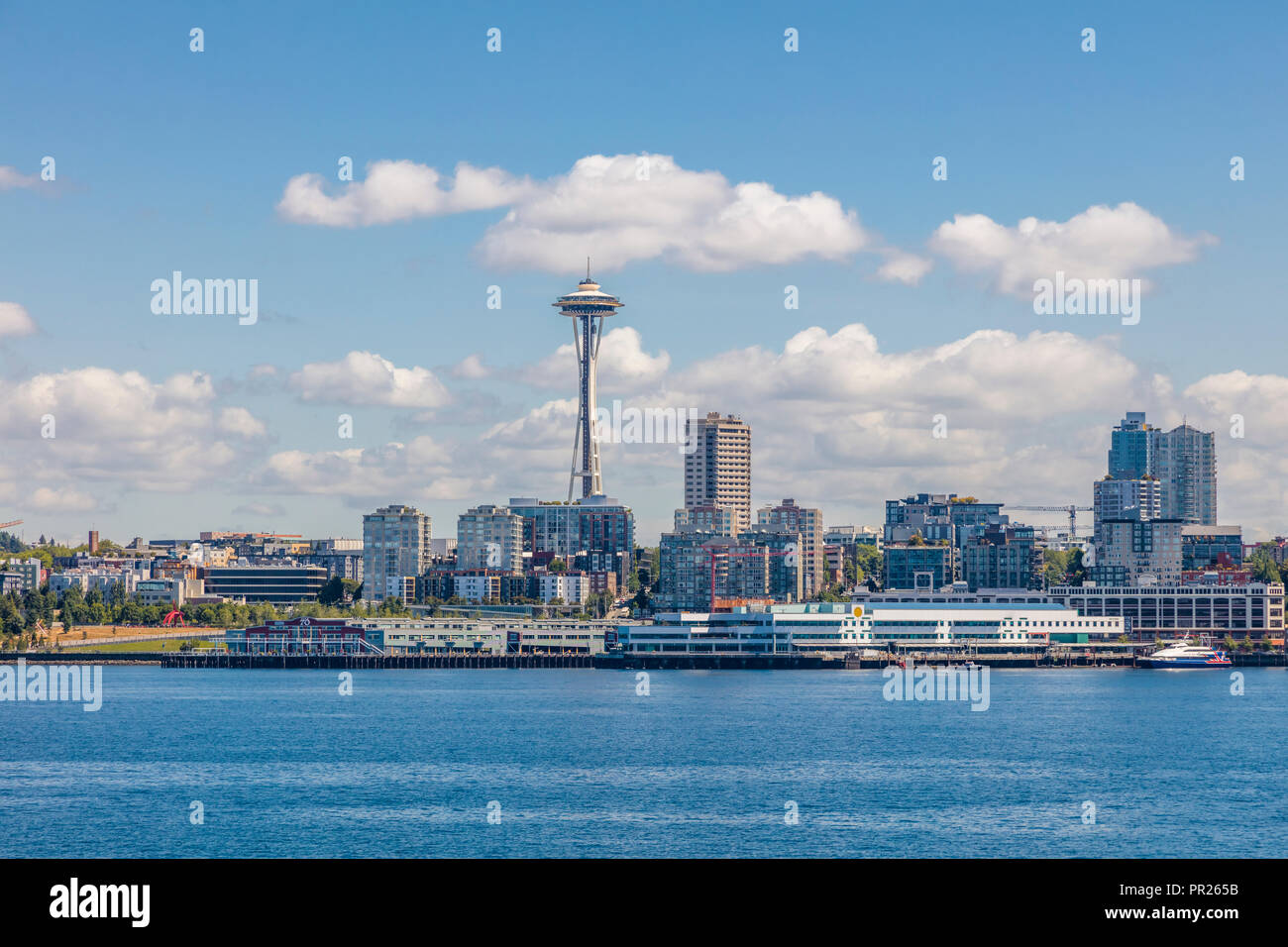 Skyline con lo Space Needle a Seattle Washington negli Stati Uniti Foto Stock