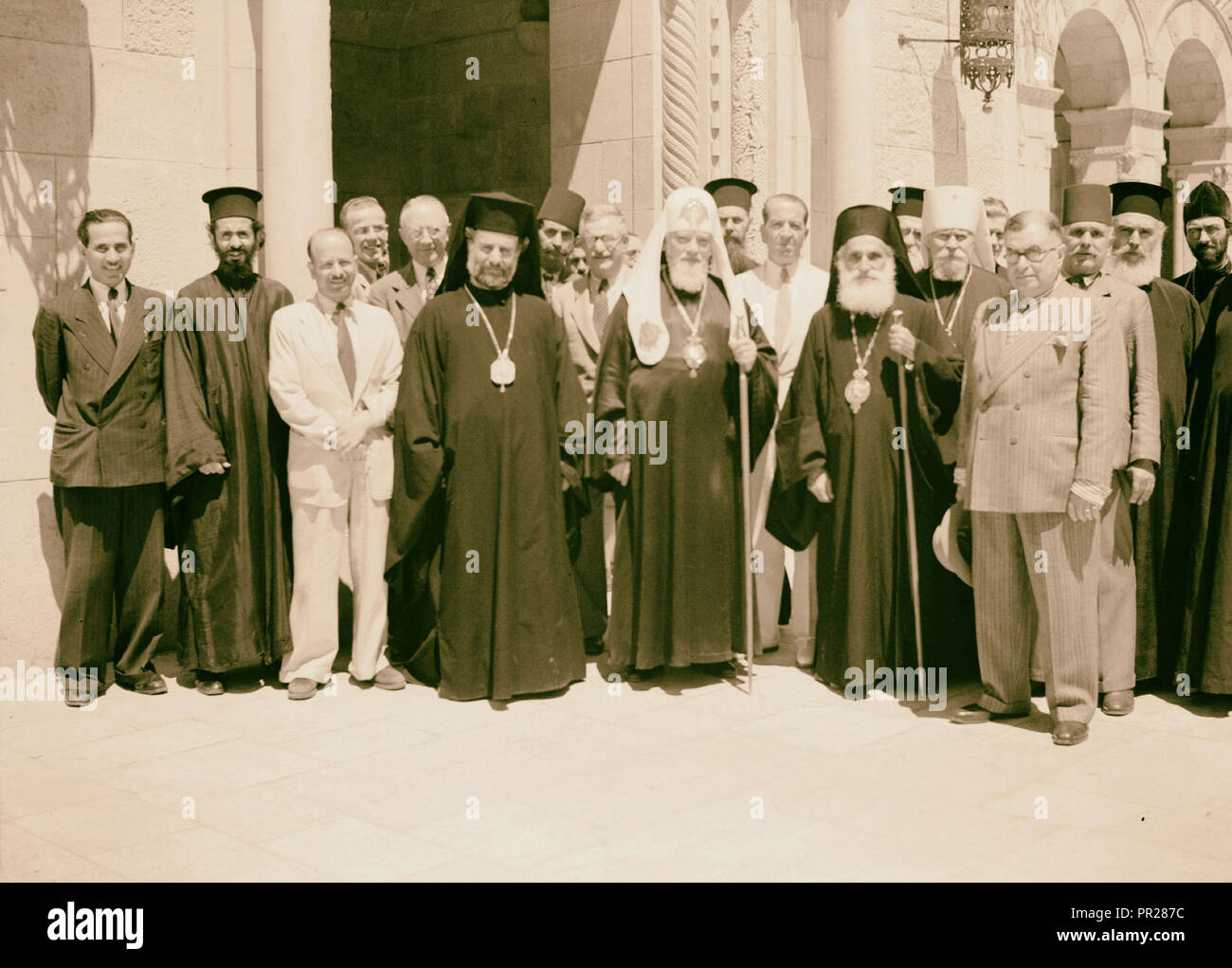 Il patriarca di Mosca a Y.M.C.A., 1945. 1945, Gerusalemme, Israele Foto Stock