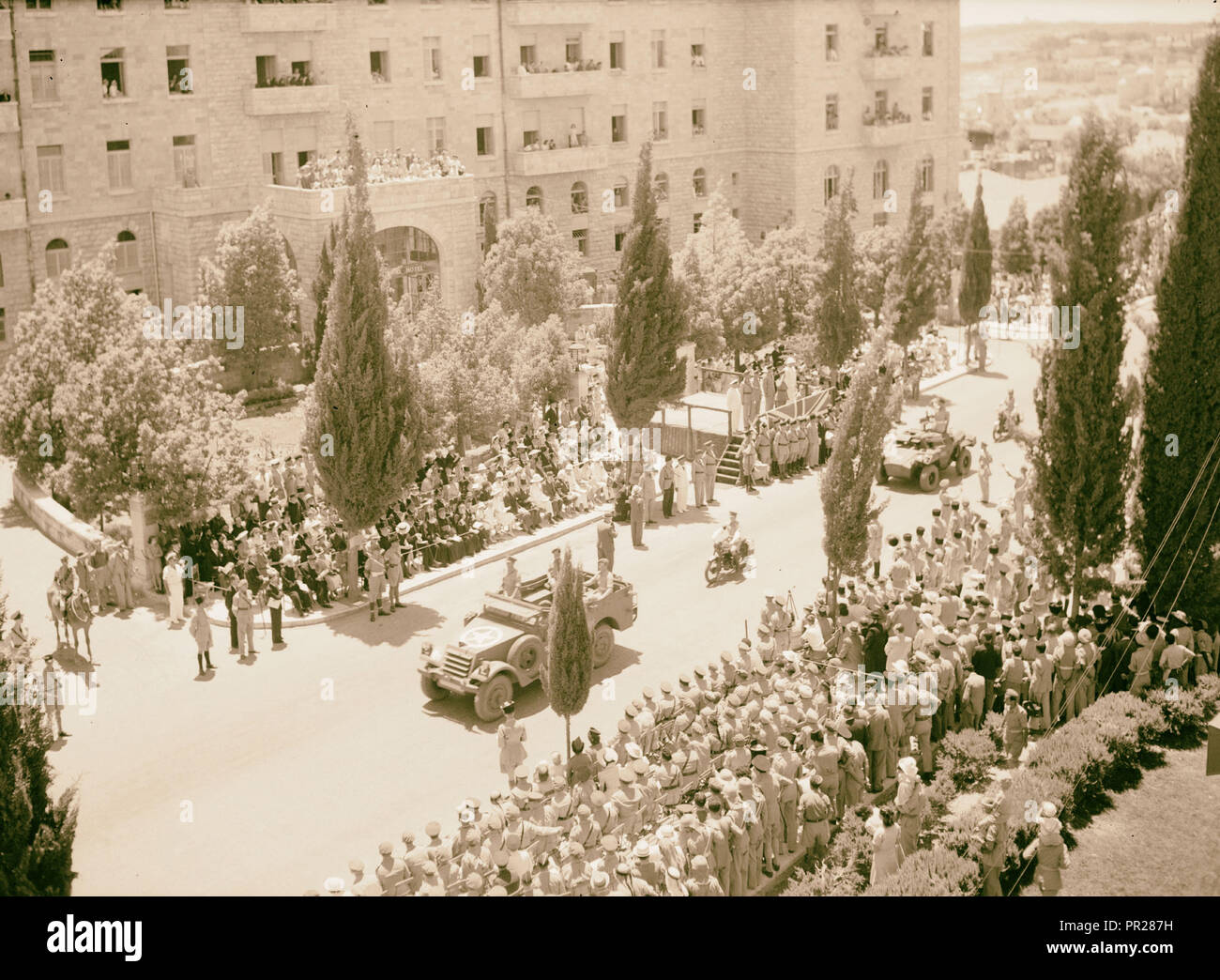 Il re George VI, compleanno parade & presentazioni, 14 giugno 1945, Gerusalemme, Israele Foto Stock