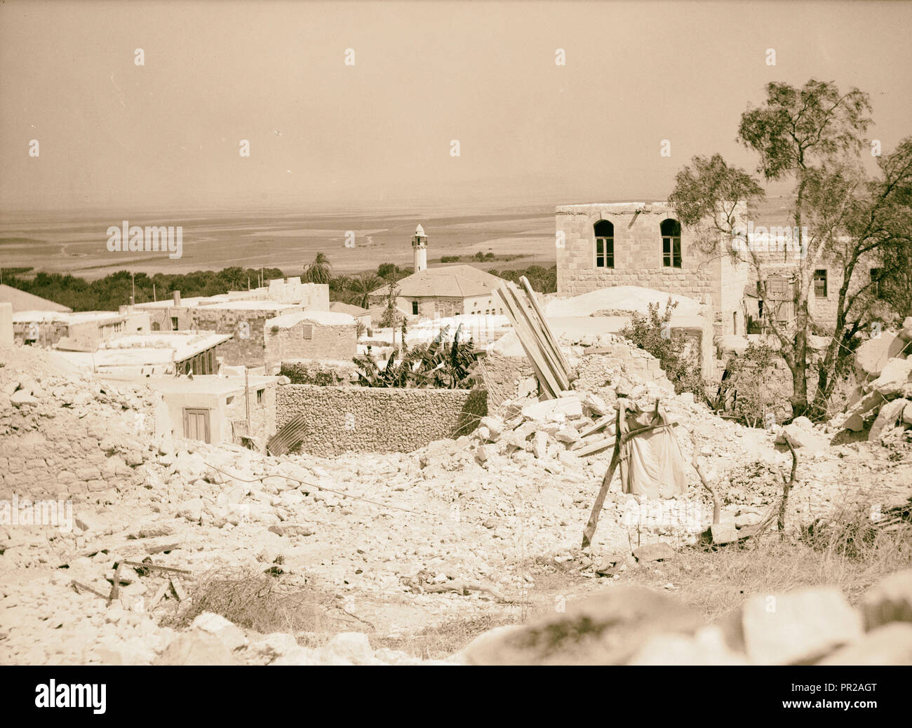 Jenin, Sett. 3, vista generale della sezione dynamited & mostra pianura di Esdraelon in background. 1938, West Bank, Jenin Foto Stock