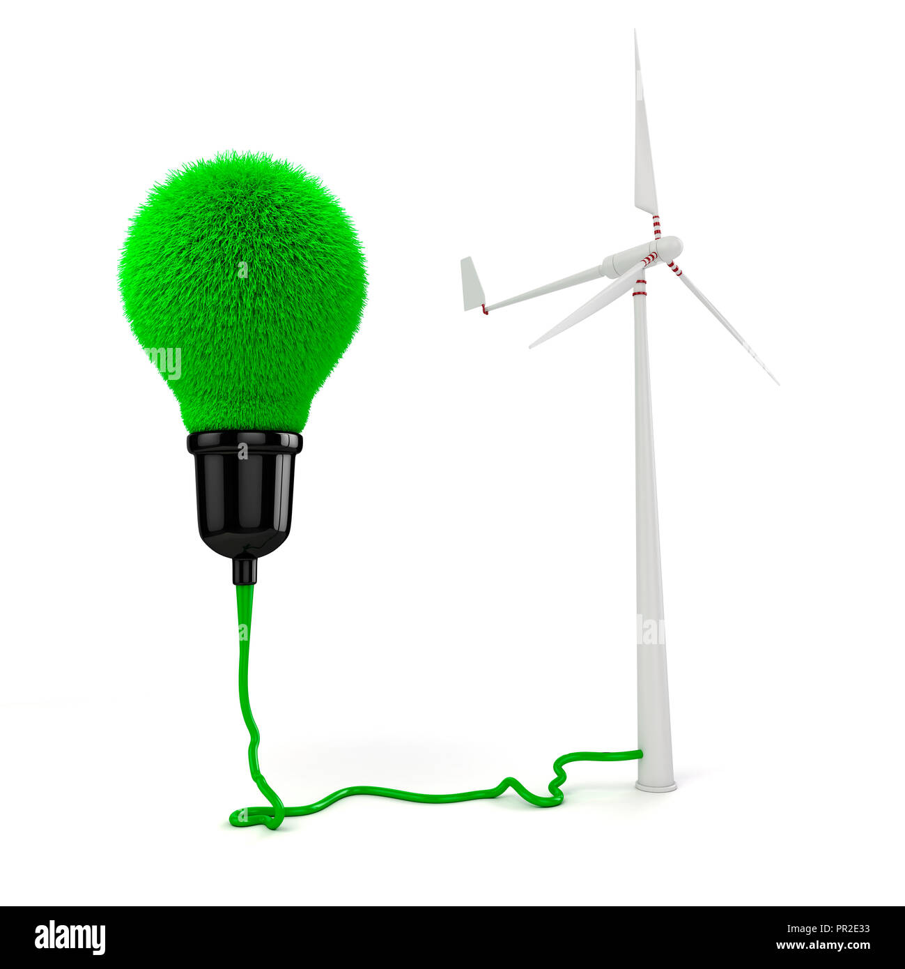 3d lampadina luce fatti di erba verde il concetto di energia Foto Stock