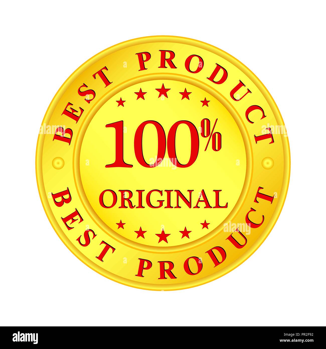 Medaglione in oro con la scritta "Miglior prodotto' e 100 percentuale originale Illustrazione Vettoriale