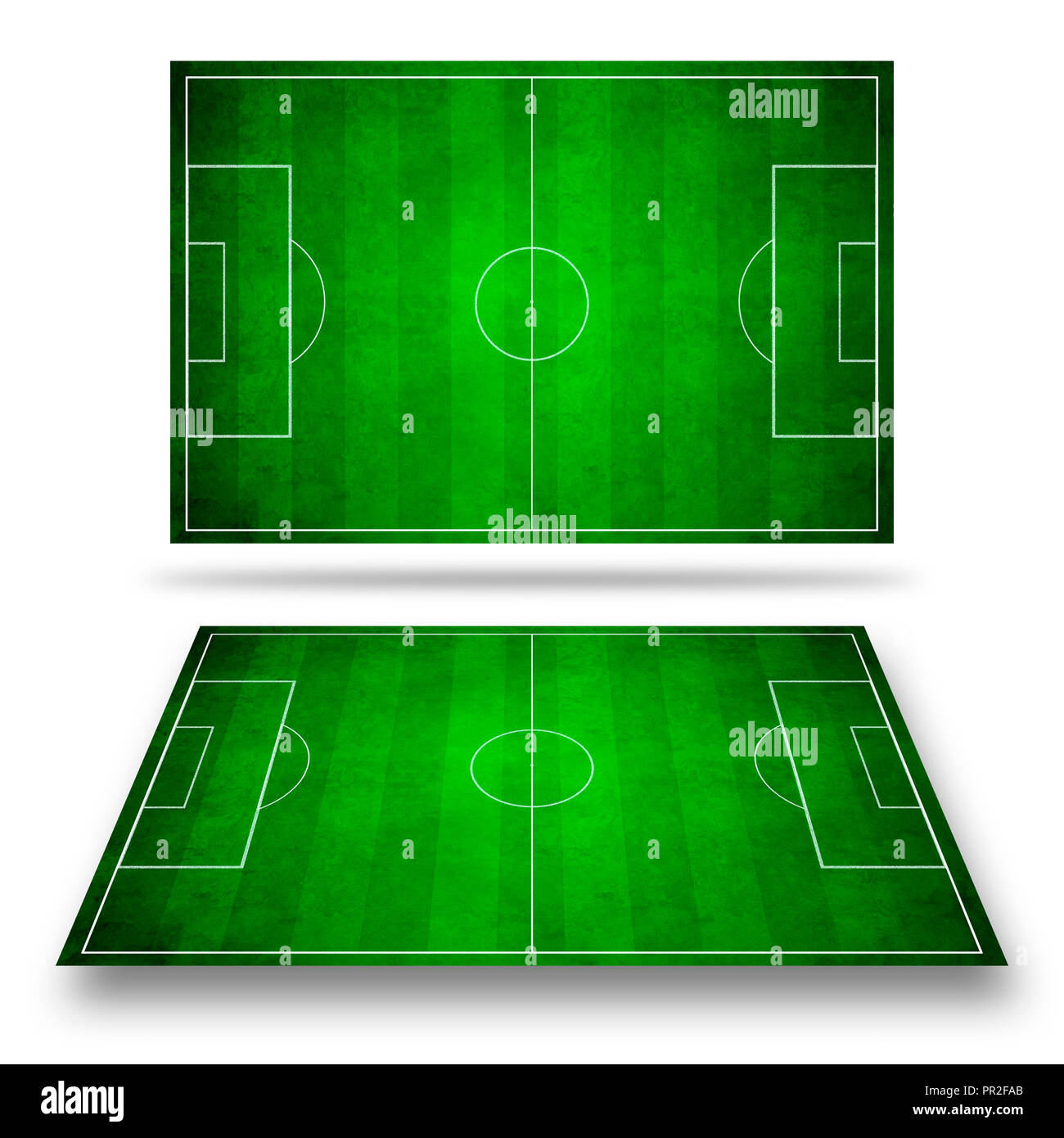 Immagine 3d di verde del campo di calcio, calcio Foto Stock