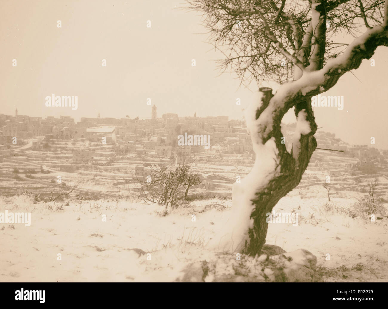 Betlemme in snow prese Feb 17, 1946, West Bank, Betlemme, Israele Foto Stock