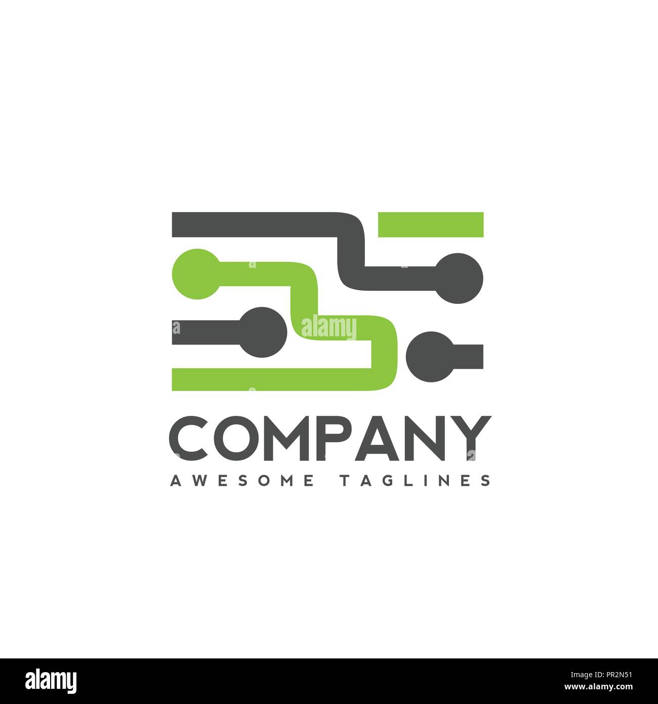 Elettronica digitale logo design, Creative circuiti elettronici vettore logo, la tecnologia IT concetto di logo Illustrazione Vettoriale