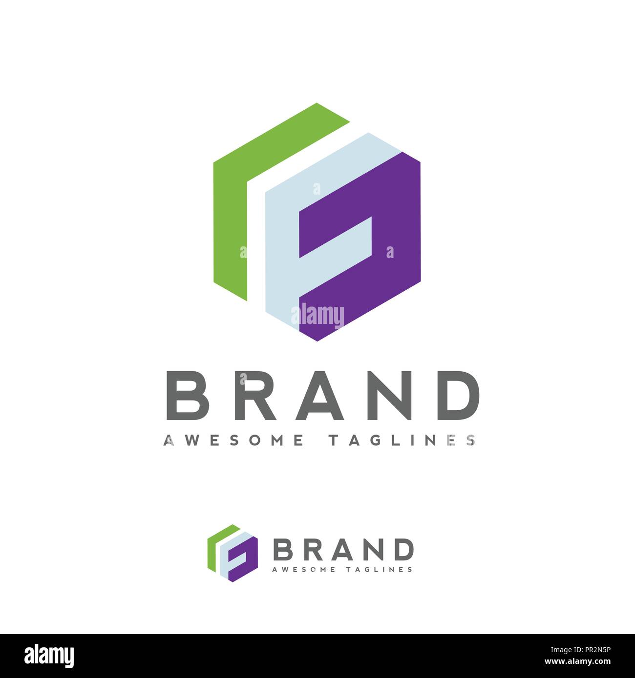 Pulire il lusso lettera F logo design esagonale. lettera F stile nascoste con esagono moderno concetto di logo Illustrazione Vettoriale