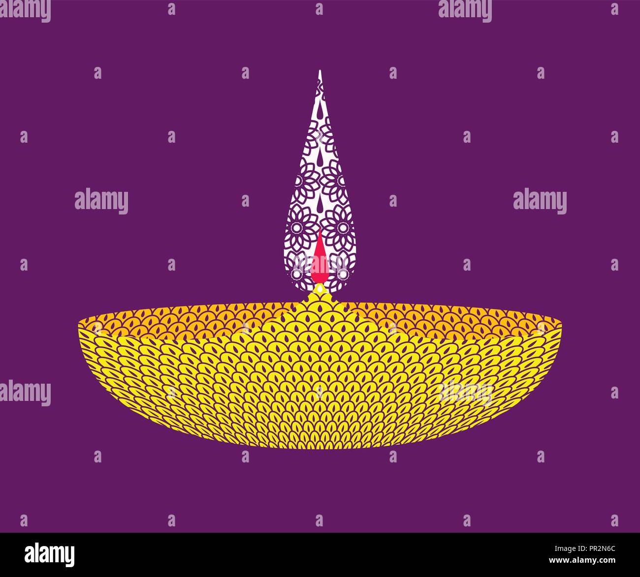 Color argilla diya vettore lampade design piatto Illustrazione Vettoriale