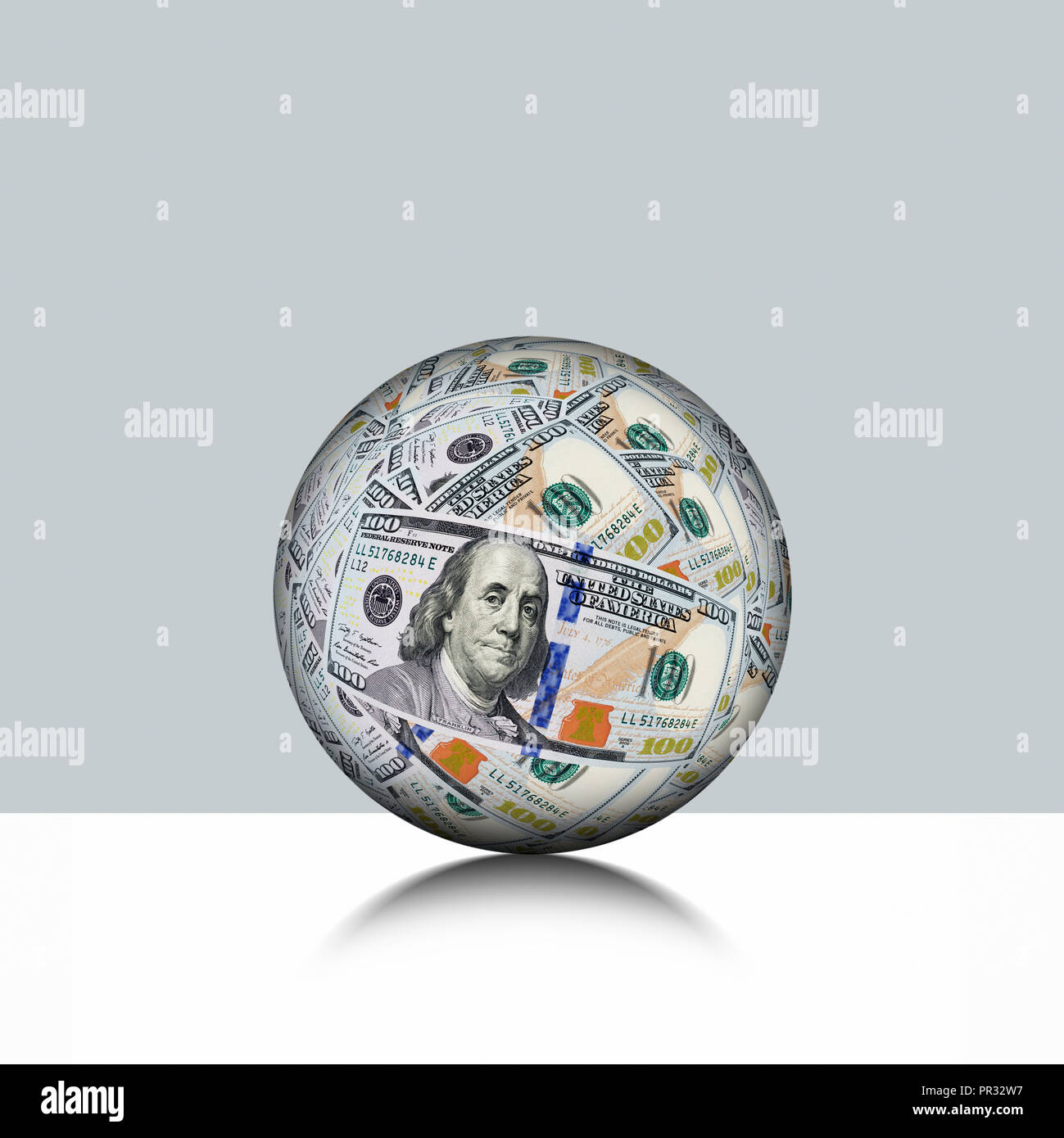 Valuta globale, sfera Mede da noi valuta USD Foto Stock