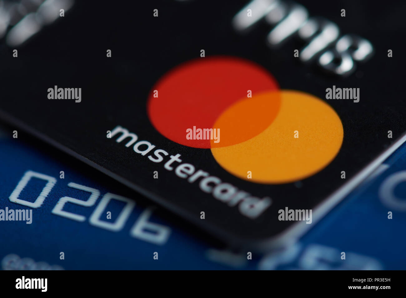 New york, Stati Uniti d'America - 27 settembre 2018: Mastercard di plastica della scheda elettronica macro vista ravvicinata Foto Stock
