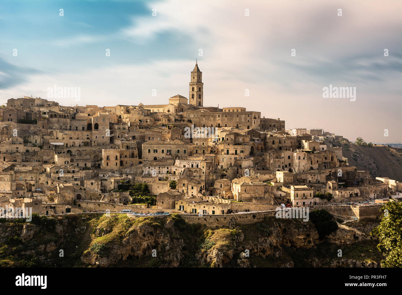 Panorama della città vecchia (colle della Civita) di Matera, Capitale Europea della Cultura 2019 Foto Stock
