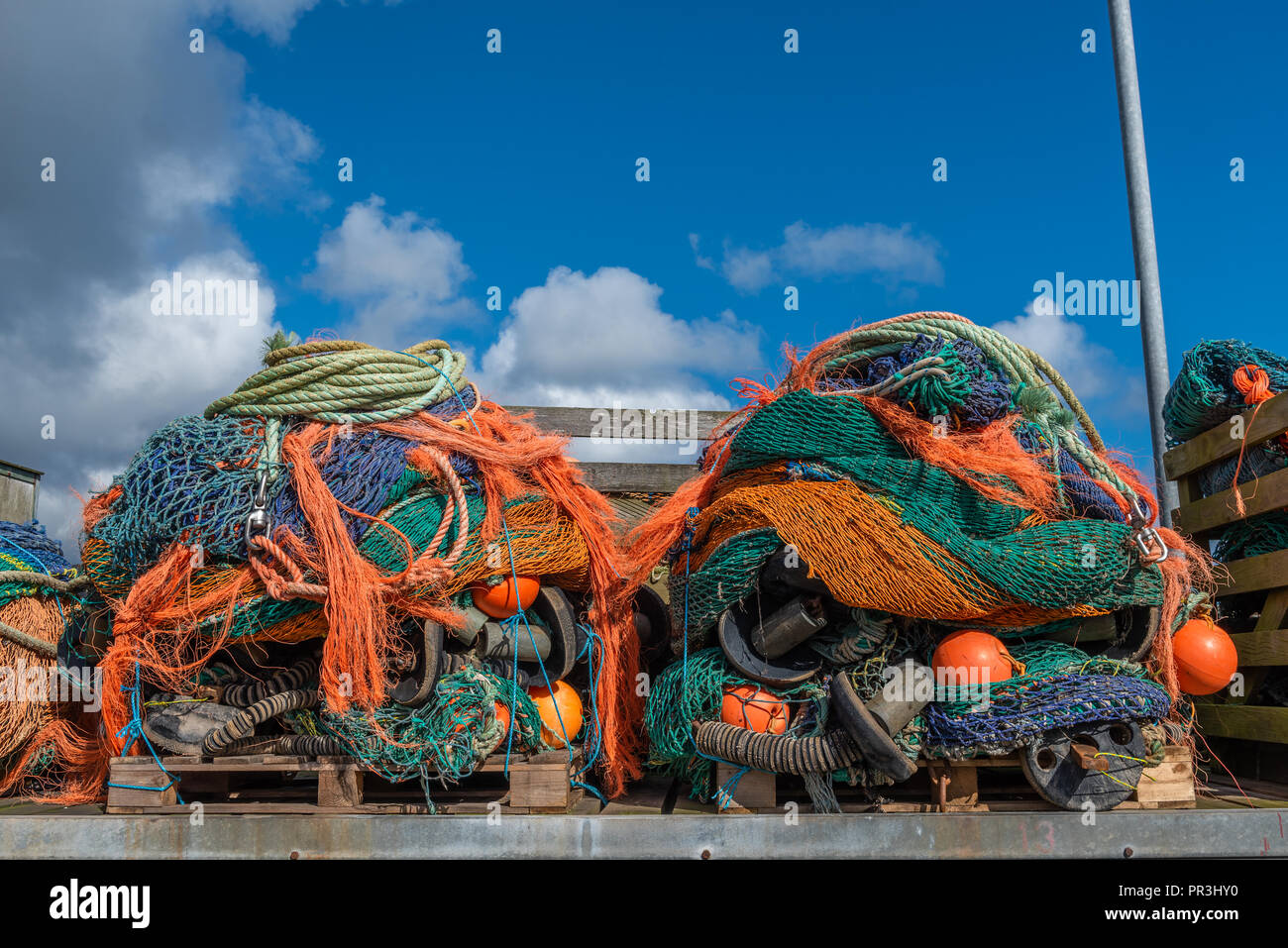 Attrezzature di pesca a strascico con rack fino a Campbeltown Argyll and Bute Scozia Scotland Foto Stock