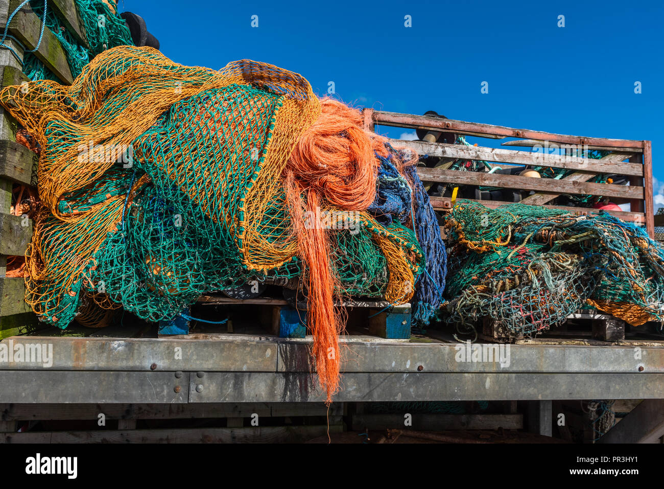 Attrezzature di pesca a strascico con rack fino a Campbeltown Argyll and Bute Scozia Scotland Foto Stock