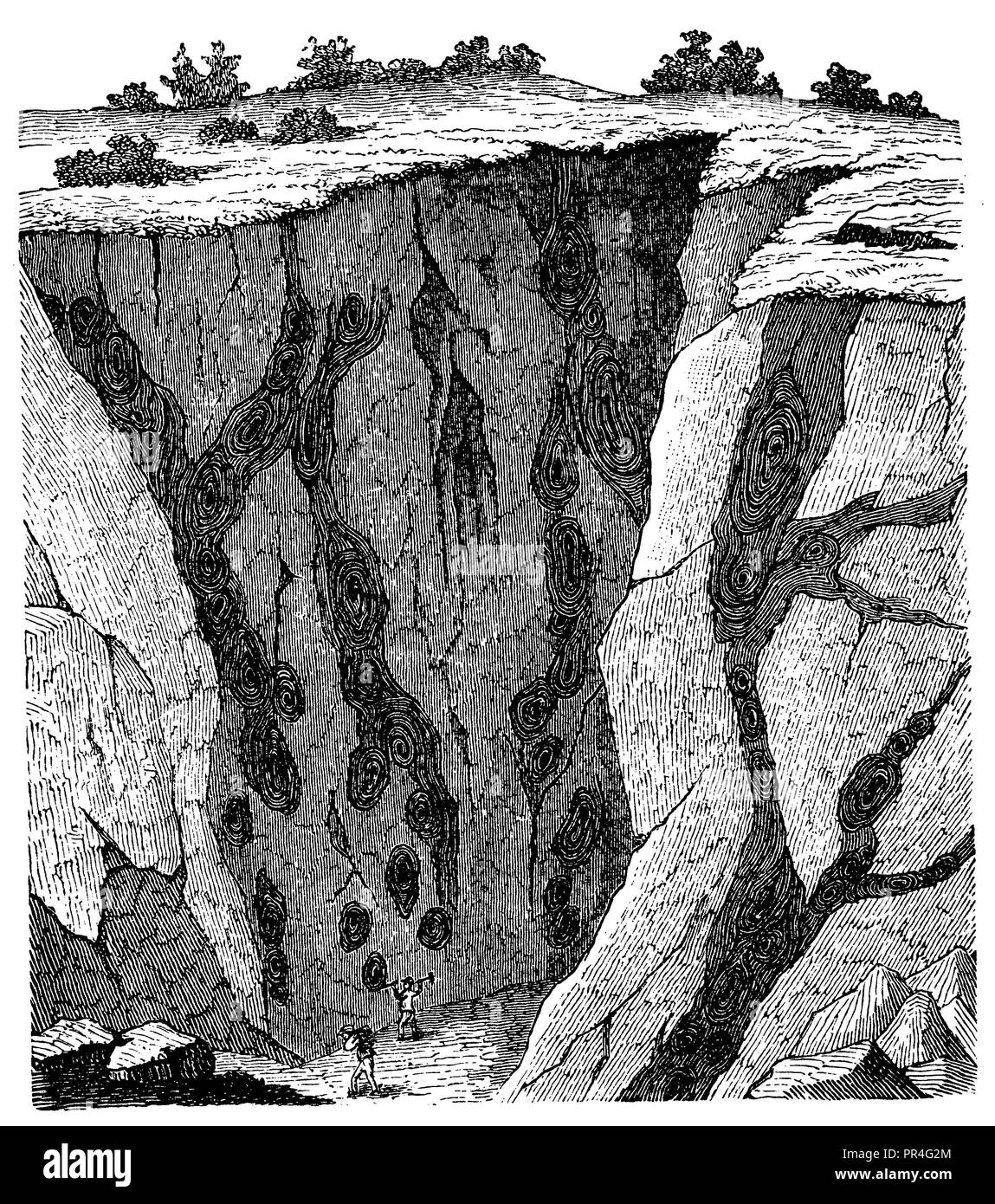 Le vene (Kokardenerz) in calcare granulare su Monte-Calbi nel nord Italia, anonym 1890 Foto Stock