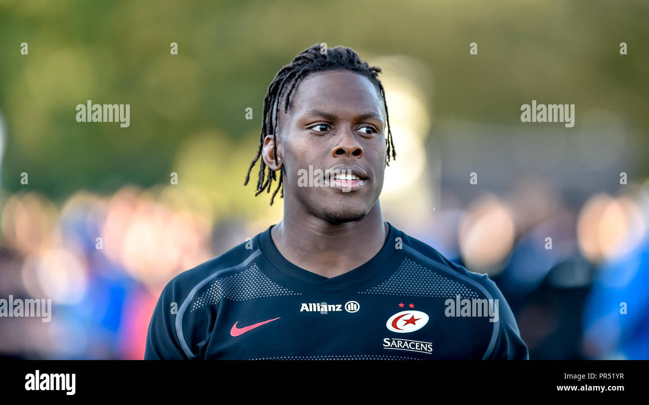 Londra, Regno Unito. Ventinovesima Septemebr 2018. Saraceni Mario Itoje dopo la loro 50-27 win in Premiership Gallagher match tra Saraceni e Bath Rugby presso il Parco di Allianz, Londra, Inghilterra il 29 settembre 2018. Foto di Phil Hutchinson. Solo uso editoriale, è richiesta una licenza per uso commerciale. Nessun uso in scommesse, giochi o un singolo giocatore/club/league pubblicazioni. Foto Stock