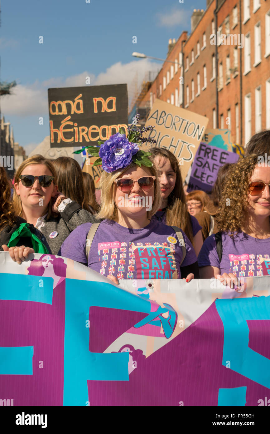 Dublino, Irlanda. Il 29 settembre 2018. Settima marcia annuale per libera scelta sicuro e legale a Dublino dopo l' abrogazione del 8 perché abbiamo ancora bisogno di aborto accesso. Con la carta di credito: Fabrice Jolivet Credito: Fabrice Jolivet Fotografia/Alamy Live News Foto Stock