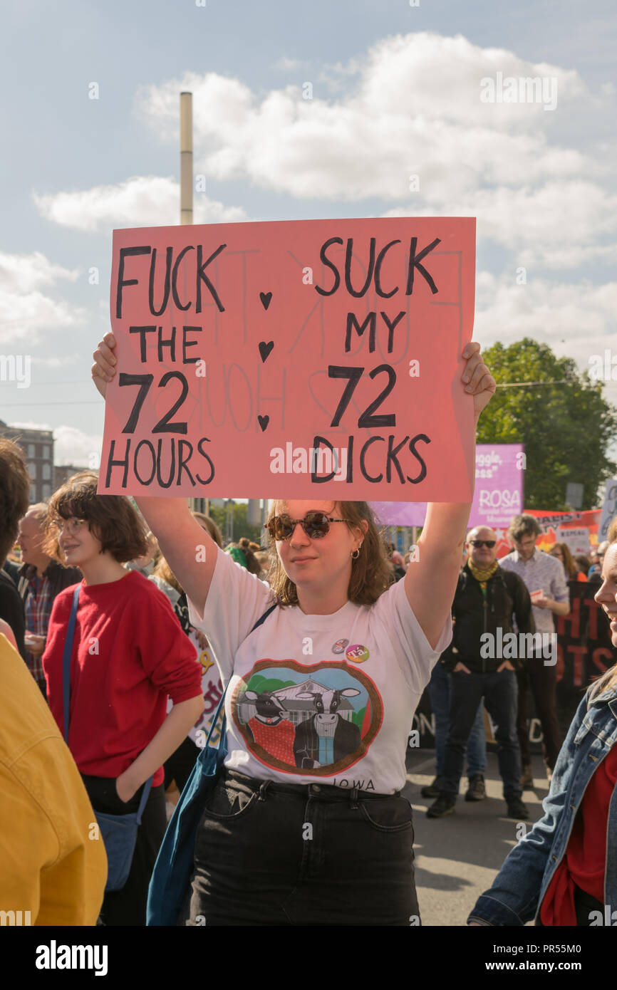 Dublino, Irlanda. Il 29 settembre 2018. Settima marcia annuale per libera scelta sicuro e legale a Dublino dopo l' abrogazione del 8 perché abbiamo ancora bisogno di aborto accesso. Con la carta di credito: Fabrice Jolivet Credito: Fabrice Jolivet Fotografia/Alamy Live News Foto Stock