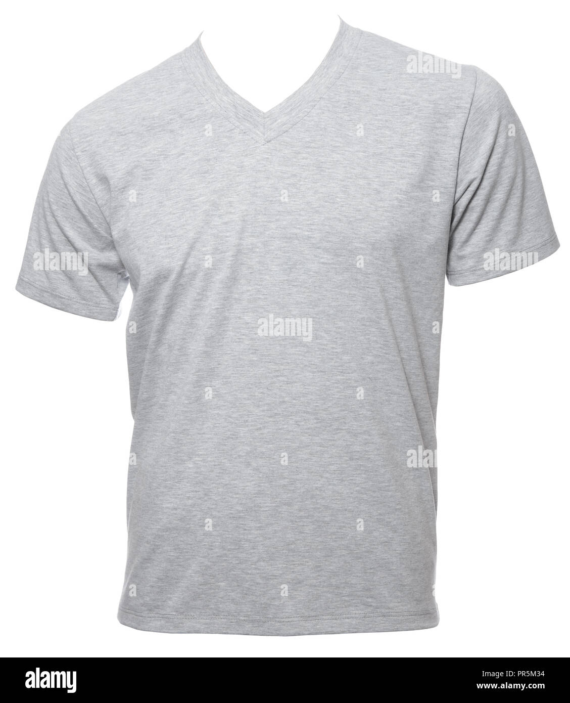 Heathered grigio shortsleeve T-shirt di cotone modello isolato su uno sfondo bianco Foto Stock