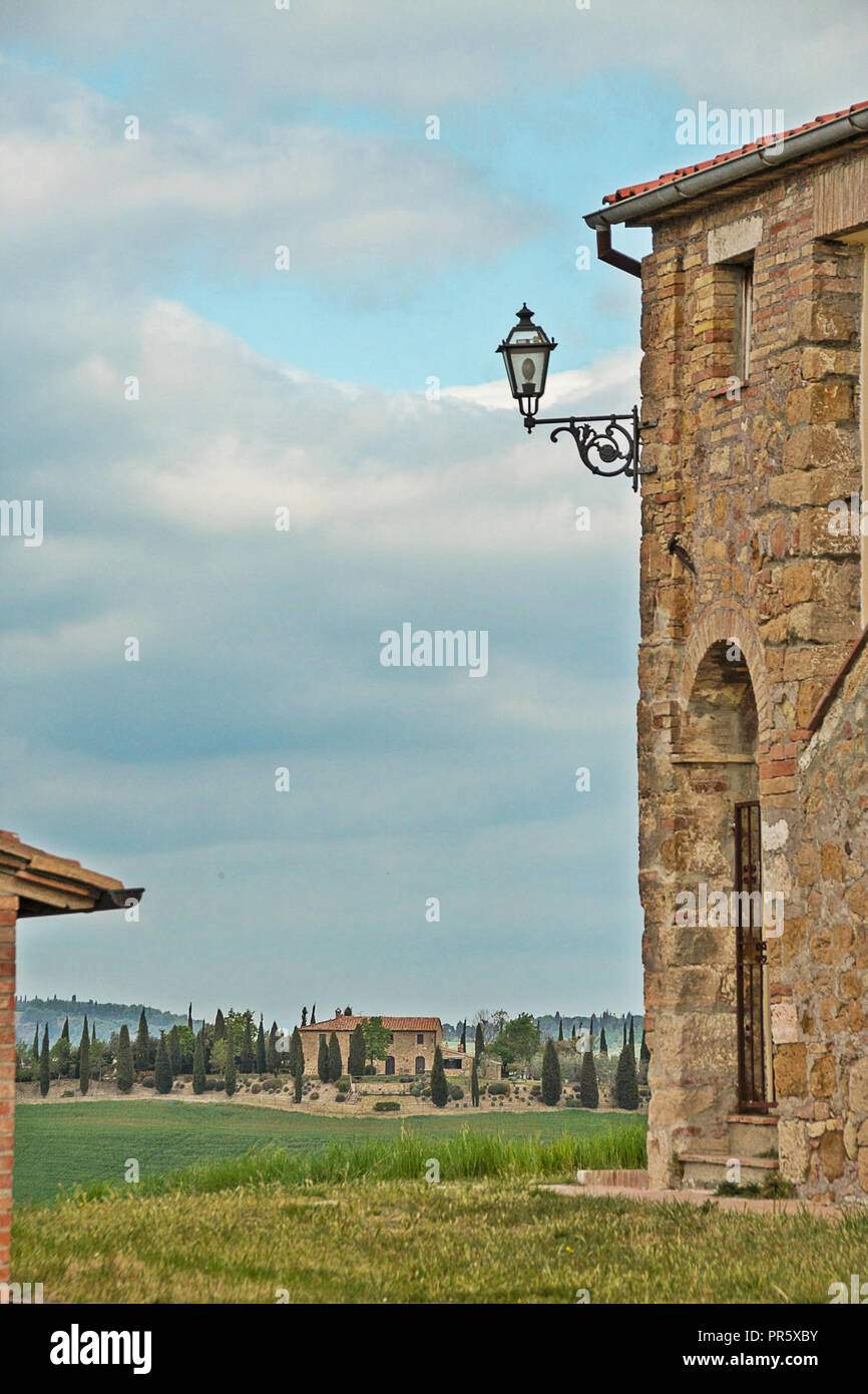 A SAN QUIRICO D'ORCIA; su 04/25/2017 - Il paesaggio della Val d'Orcia Foto Stock