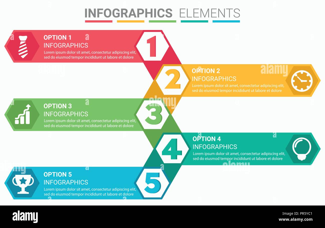 Elemento INFOGRAPHICS disegno astratto il numero cinque principali del modello di elenco Illustrazione Vettoriale