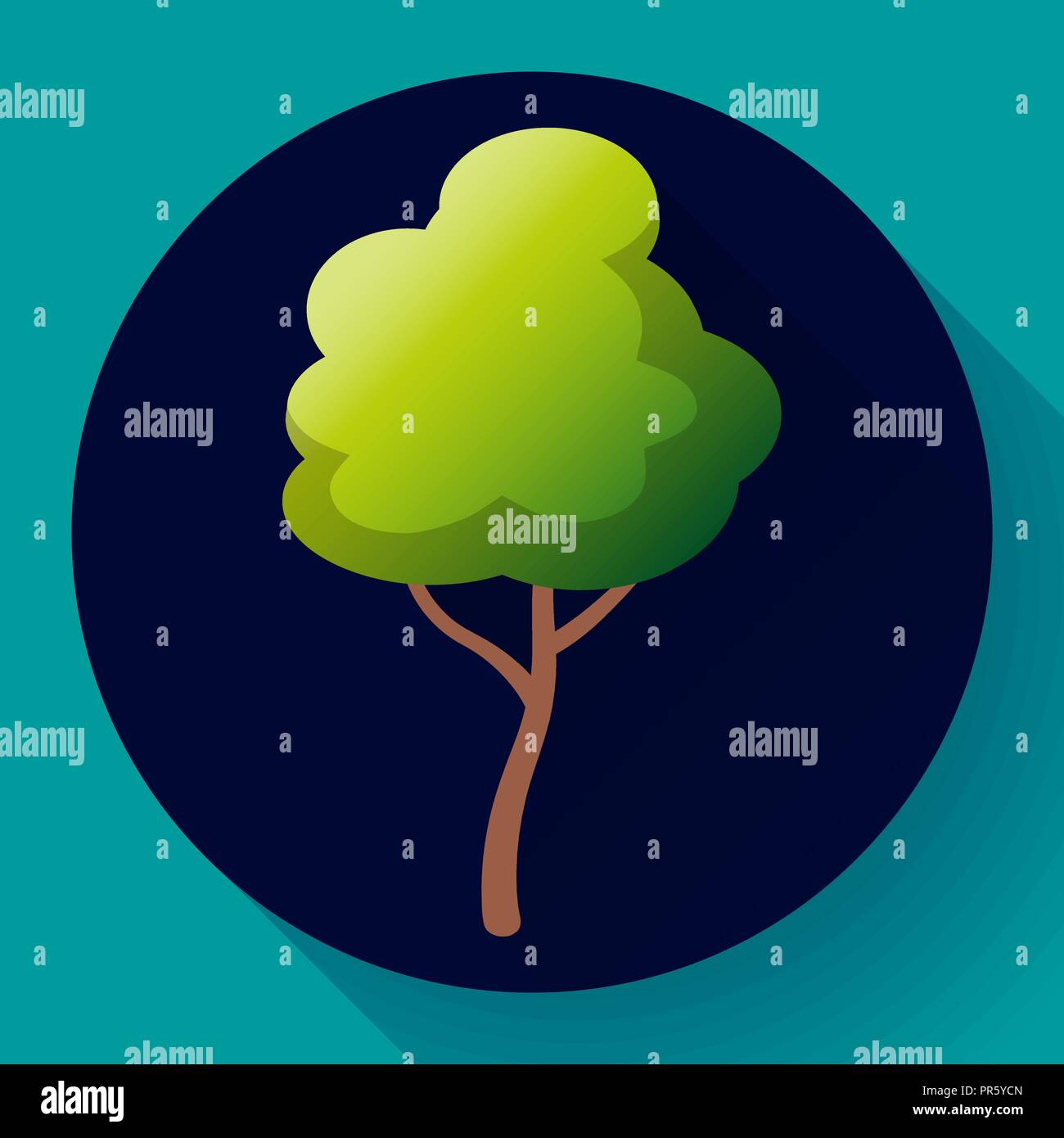 Appartamento Verde albero icona vettore. Salvare la foresta e la natura Illustrazione Vettoriale